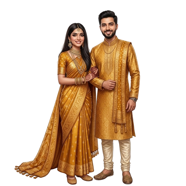 Couple Haldi Illustration