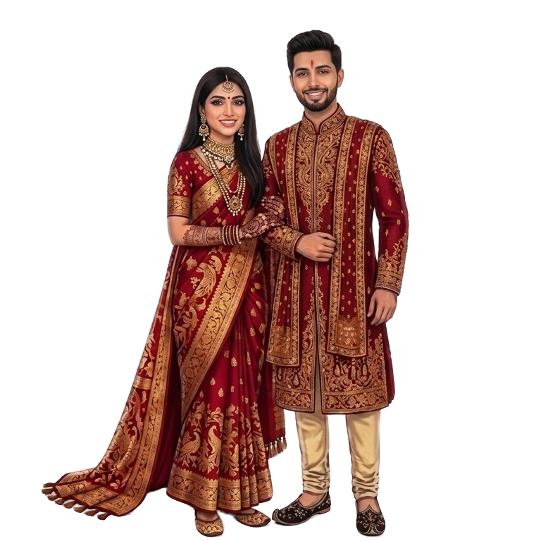 Couple Sapthapadi Illustration