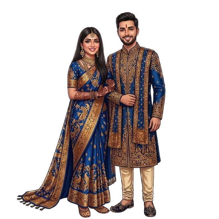 Couple Varmala Illustration